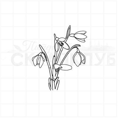Штамп для скрапбукинга с первыми подснежниками