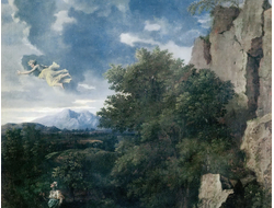 Картина обогреватель, репродукция Никола Пуссен Пейзаж с Агарью и ангелом