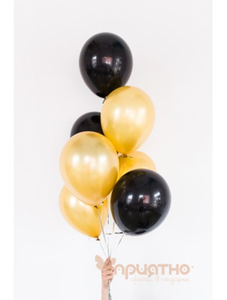 Фонтан из латексных воздушных шаров "золото-черный"