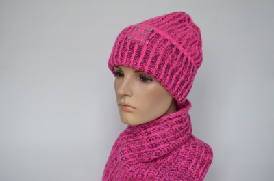 Шапка Vizio 1106 CRYO Италия ярко - розовая шевроном