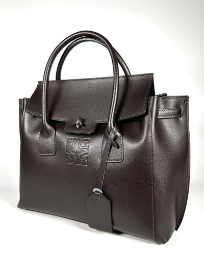 Женская темно-коричневая форматная сумка из натуральной толстой кожи Vera Pelle  022032