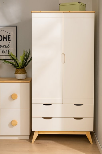 Шкаф 2-створчатый ТК №2 комбинированный на высоких ножках из массива сосны 82 Х 60 Х 178 см