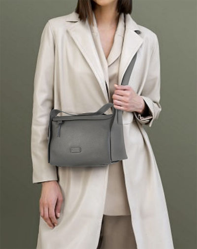 (АРТИКУЛ: 10010/7) СУМКА ЖЕНСКАЯ, НЕБОЛЬШАЯ, НАТУРАЛЬНАЯ КОЖА, СЕРАЯ, С ПЛЕЧЕВЫМ РЕМНЕМ