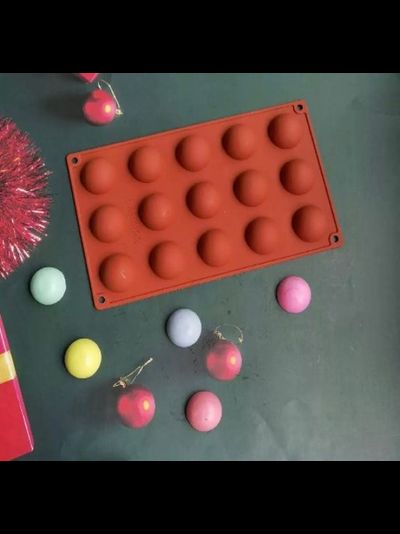 Силиконовая форма полусфера d-3,8 см, 15 ячеек