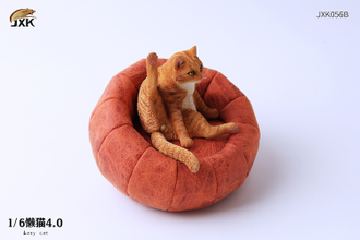 Котик на пуфике (рыжий) - Коллекционная ФИГУРКА 1/6 scale lazy cat 4.0 (JXK056B) - JXK