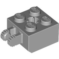 Hinge Brick 2 x 2 Locking with 2 Fingers Vertical and Axle Hole, 9 Teeth, Light Bluish Gray (40902 / 4215971 / 6093870)