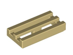 Tile, Modified 1 x 2 Grille with Bottom Groove / Lip, Tan (2412b / 241205 / 4124456)