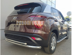 Защита заднего бампера двойная d60/42 для для Hyundai Creta 2021-