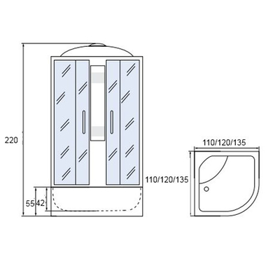 Душевая кабина Мономах 120/120/55 С МЗ 120х120