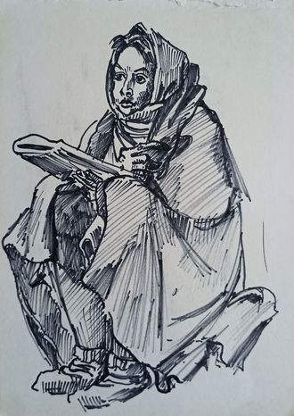 "Портрет" бумага фломастер Мымрин В.М. 1960-е годы