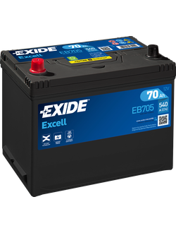 АККУМУЛЯТОР автомобильный EXIDE EXCELL EB705 (АЗИАТСКИЙ ТИП КОРПУСА) L+ 70Ah 540А (En)