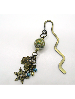 Закладка для книг "Зимние узоры" с бусиной Тенша