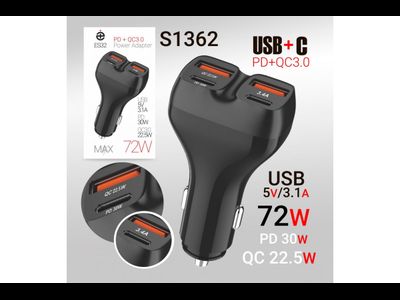 Автомобильное зарядное устройство deespi ES32 2 PD30W + 2 QC3.0  (Black)