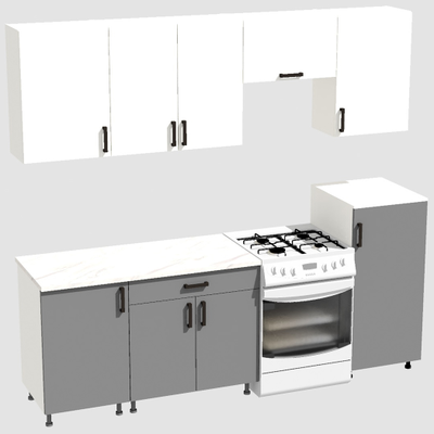 Кухня Эконом 1,8 метра с полуколонкой (1300х500) Цвет: Белый/Базальт