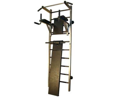 Шведская стенка PRO с фиксированным турником Т-фикс, со съемными брусьями Б-ПС и доской для пресса ДП-PRO