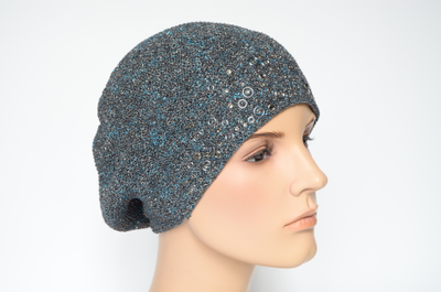 Женский вязаный берет с люрексом Италия Вицио 7078