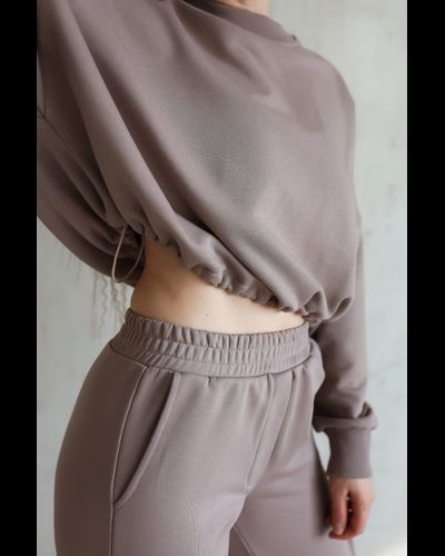 Брюки с карманами и регулировкой длины (капучино)