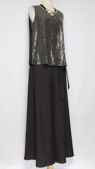 ДЖЕМПЕР-ТОП  "Пайетки шифоновая спинка " серебро р.46-52