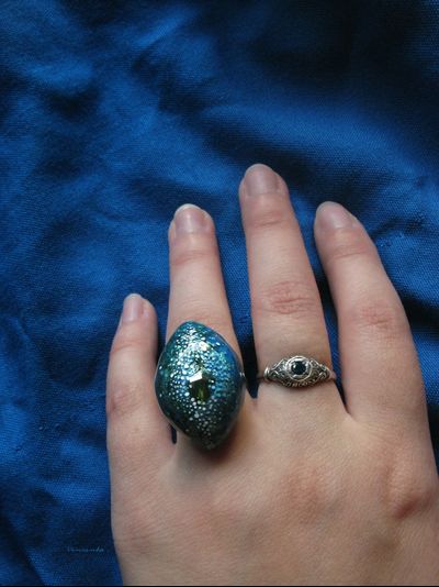 Морское кольцо &quot;Капля Крыма&quot; с салатовым кристаллом