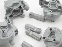 !АНАЛОГ!  Technic, Steering Axle with 2 Pin Holes, 2 Axle Holes and 2 Tow Ball Arms with Light Bluish Gray Wheel Hub(АНАЛОГ), Light Bluish Gray (46490c010)