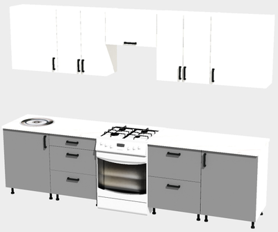 Кухня Эконом 2,4 метра (1200х1200) Цвет: Белый/Базальт
