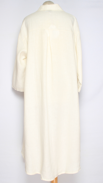 ПЛАТЬЕ РУБАШКА БОХО ЛЬНЯНОЕ "КАРМАНЫ КЛАПАНЫ" белое до р.56