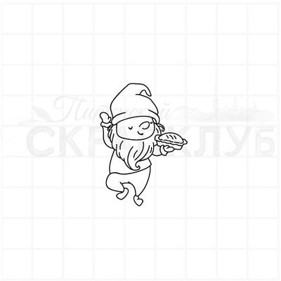 штамп гном с пирогом