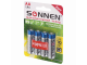 Батарейки КОМПЛЕКТ 4 шт., SONNEN Super Alkaline, АА (LR6,15А), алкалиновые, пальчиковые, блистер, 451094