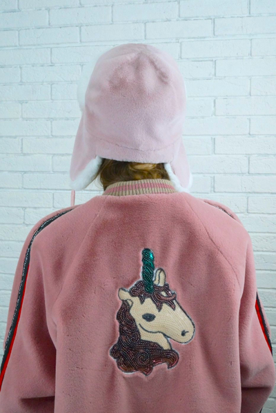 Женская ушанка «Гармония», цвет жемчуг + белый