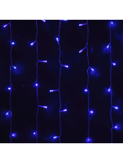 Световой занавес, 625 cветодиодов, 2.4х1,3 м, 25 нитей, соединяемый (до 4 шт.), уличный, синий