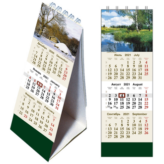 Календарь-домик настольный 2021, спираль, 210x70мм, Природа
