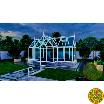 Базовая комплектация теплицы в английском стиле с холлом из стекала и алюминия ГОТИКА АРТ 6000 х 2500 мм