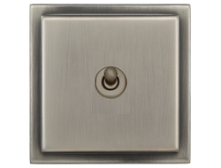 Переключатель 1-клавишный тумблер T&J Electric Colossal II, ступенчатая рамка Antique Matt Silver