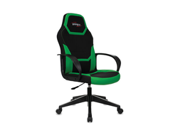 Кресло компьютерное BRABIX "Alpha GM-018", ткань/экокожа, черное/зеленое