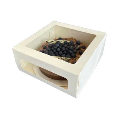 Коробка для торта с 2 окнами (белая), 180*180*100мм