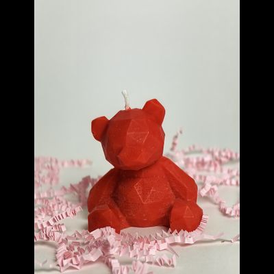 Свеча "Мишка геометрия" Алый