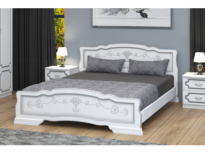 Кровать "Карина 6" белый жемчуг из массива сосны (Браво мебель) в Липецке