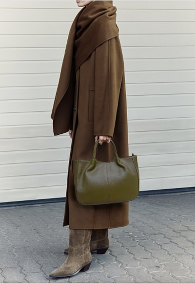 (АРТИКУЛ: 10008/8) СУМКА ЖЕНСКАЯ, СРЕДНЕГО РАЗМЕРА, НАТУРАЛЬНАЯ КОЖА, ТЕМНО-ОЛИВКОВАЯ С ПЛЕЧЕВЫМ РЕМНЕМ