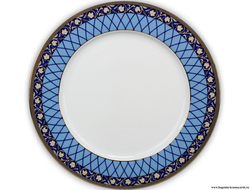 Тарелка мелкая  "Cairo" 25 см; декор "Сетка на синем, отводка платина" 6шт