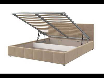 Кровать с мягким изголовьем ГРЕТА бежевая с ПМ 1600х2000 (Браво)