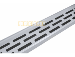 Пороги алюминиевые "Premium Silver" 2000 серебристые Slitkoff для Volkswagen TERAMONT (2018-2025)