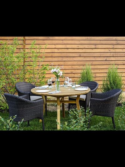 Кофейный комплект Modena 120 см на 4 персоны с плетеными креслами