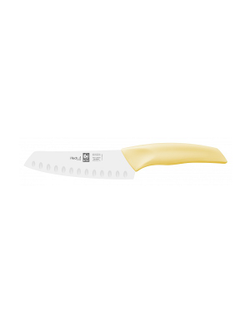 Нож японский Santoku 140/260 мм. с бороздками, желтый I-TECH Icel /1/12/