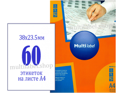 Этикетки А4 самоклеящиеся MultiLabel, белые, 38x23.5мм, 60шт/л, 40380235