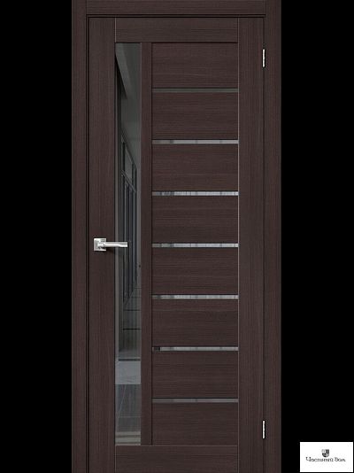 Дверь межкомнатная Эко Браво-27 Wenge Melinga/зеркало