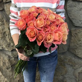 Персиковая роза 60 см