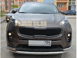 Защита переднего бампера двойная с углами d60/42 для Kia Sportage 2016-2018