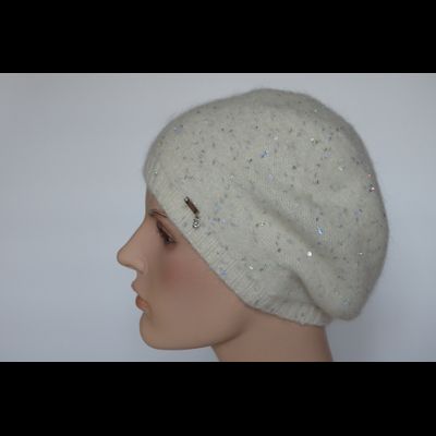 Белый тонкий зимний берет женский Vizio Италия 6948 BO