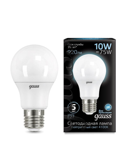 Лампа светодиодная Gauss LED A60 10Вт E27 920Лм 4100K (102502210)