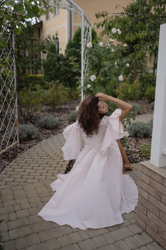 Будуарное платье-халат (персиковое)